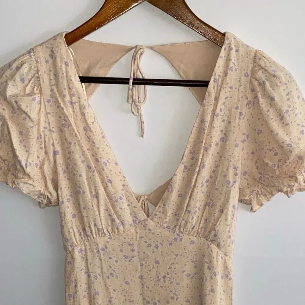 Sophie Rue Revolve Peachy Pink Floral Dress Open Back